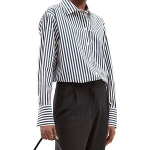 Frame x Ilona Hamer Blue White Pinstripe Menswear Classic Button Up Oversized XS